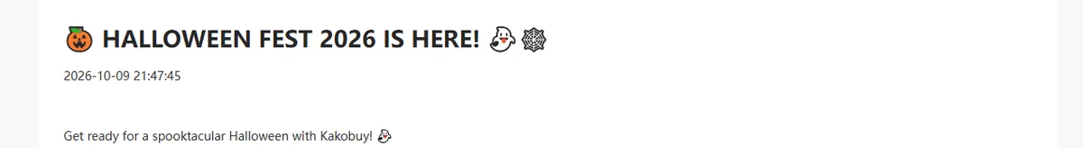 Announcement header reading Halloween Fest 2026 is here, with the release timestamp of 9 October 2026